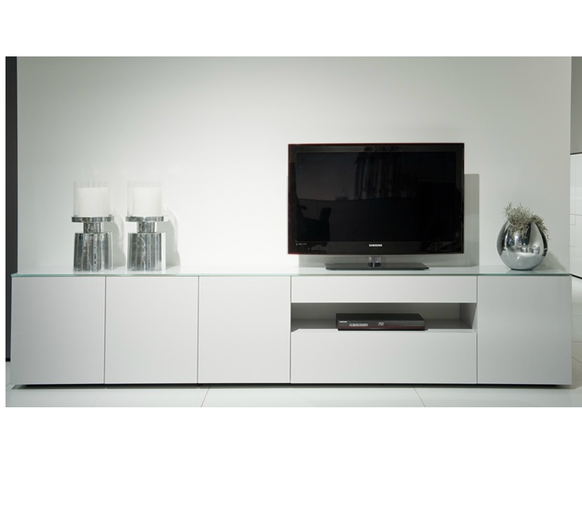 hoekpunt Algemeen raket Karat modern tv dressoir wit glas | Design tv meubel | Hoogebeen Interieur