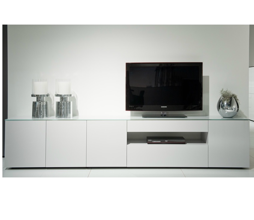 Modern tv dressoir wit glas