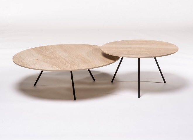 Metaform DP salontafel keramiek rond wood