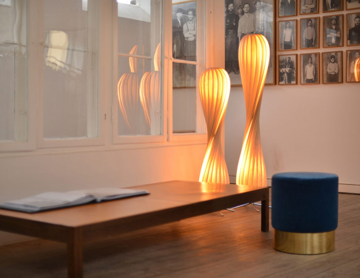 Tom Rossau vloerlampen berkenhout smal