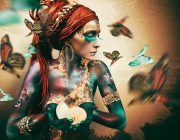 Cobra Art Girl with butterflies