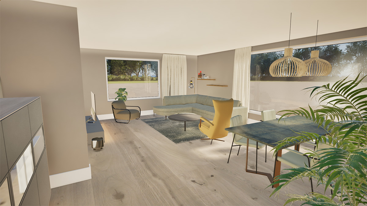 3D tekenen woonkamer | Hoogebeen Interieur