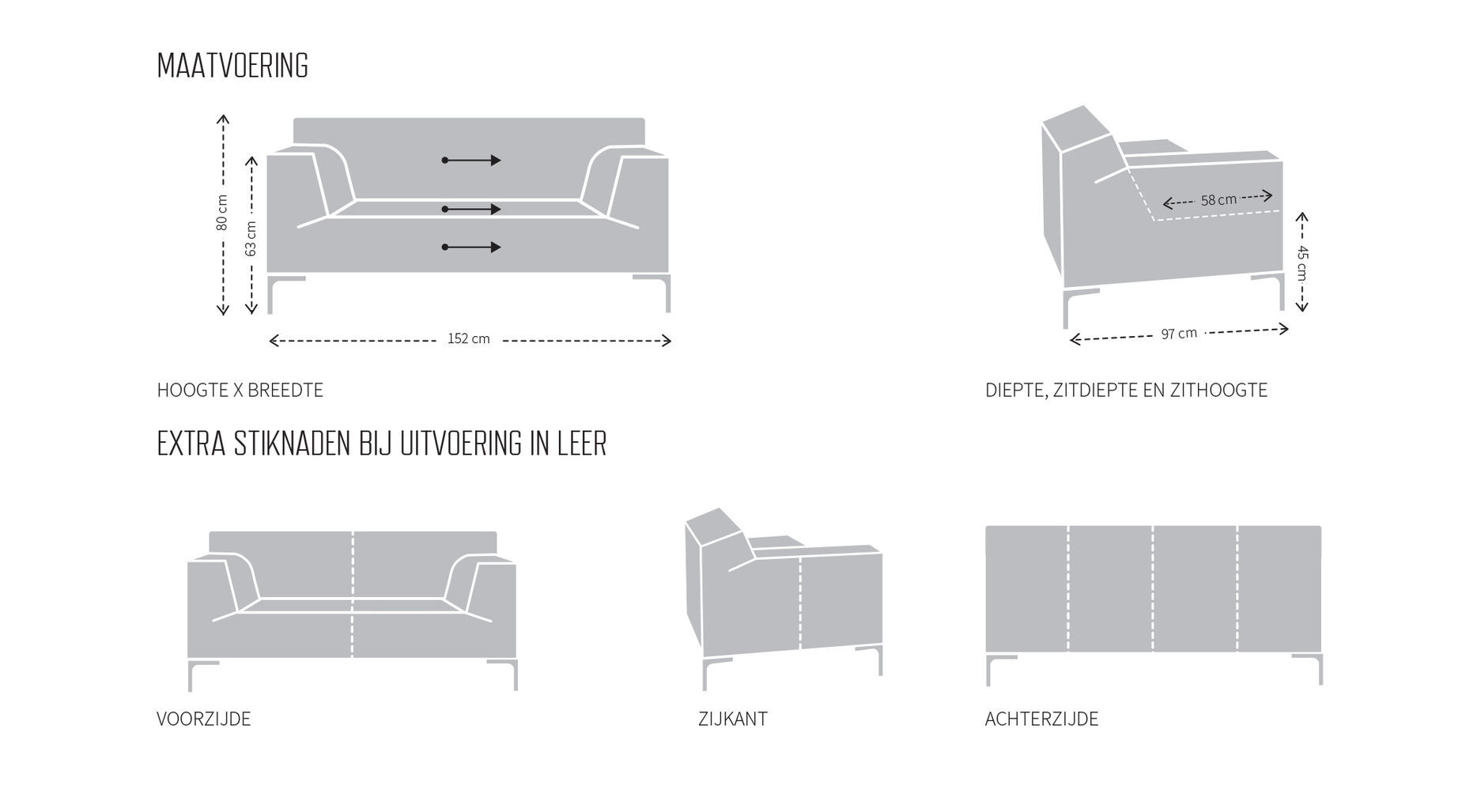 Design On Stock Bloq Loveseat maatvoeringen