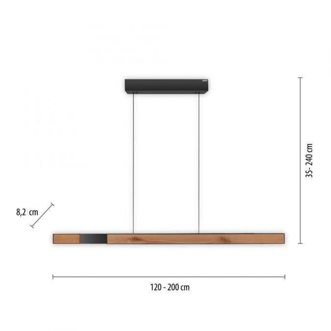 Paul Neuhaus PURE Moto Rise Holz natur elektrisch afmeting