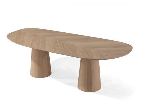 Crest Organische eettafel visgraat motief