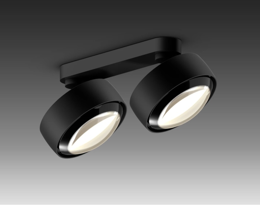 Occhio Più R alto doppio spot mat zwart Occhio Più R alto doppio spot