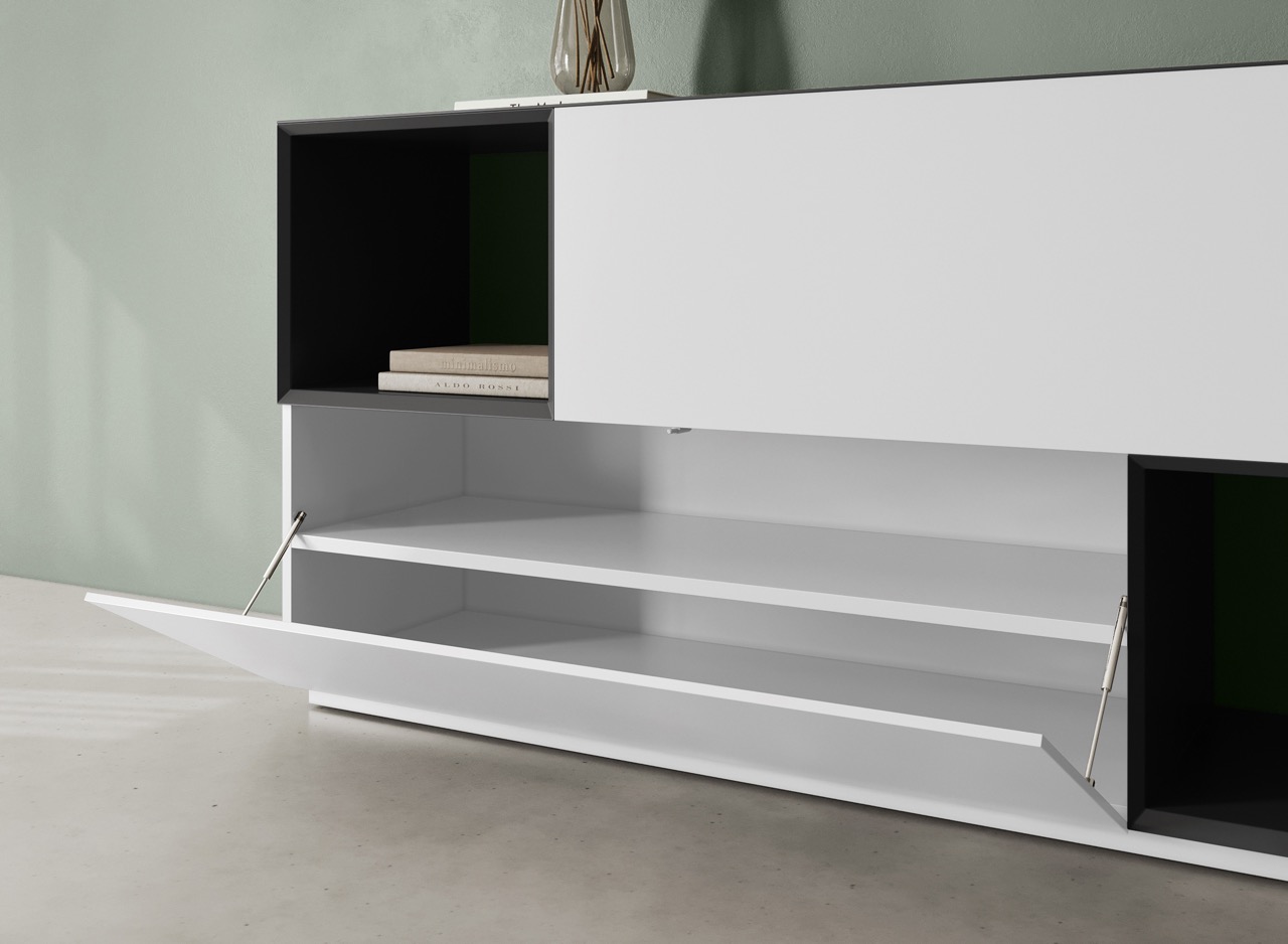 Coesel Capri 2450 dressoir kleur wit met klep element Coesel Capri 2450 dressoir wit