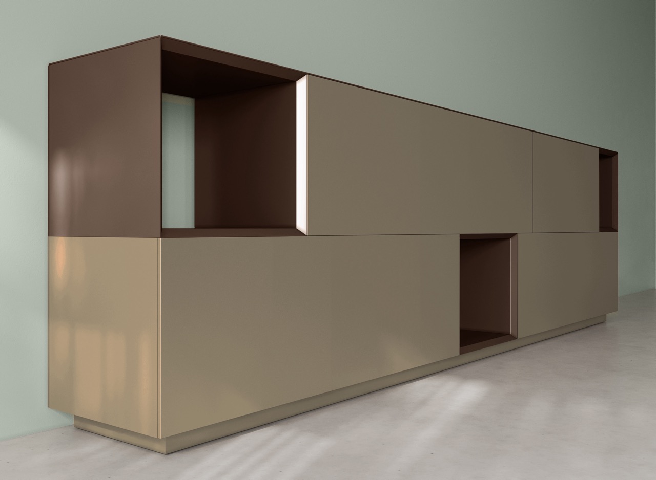 Coesel Capri 3064 dressoir in kleur goud met open vakken Coesel Capri 3064 dressoir goud