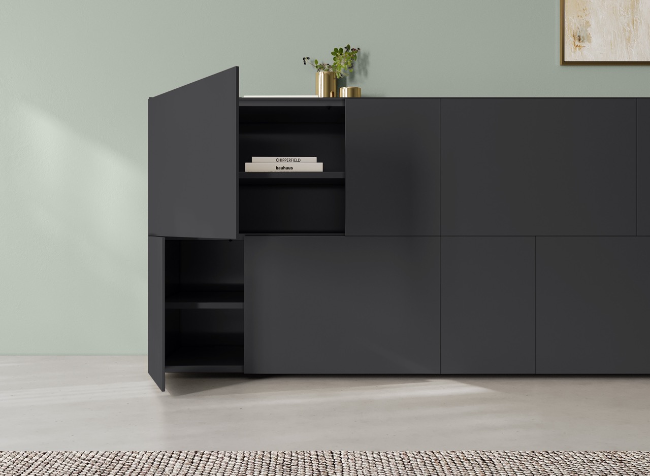 Coesel Capri 810 dressoir in de kleur carbon zwart Coesel Capri 810 design dressoir carbon zwart