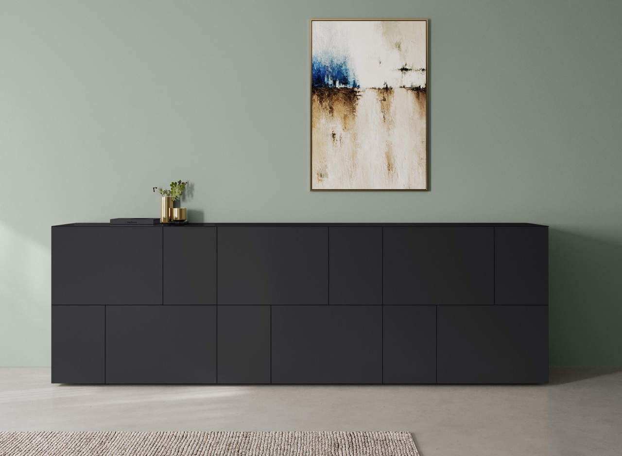 Coesel Capri 810 12 deurenkast in de kleur carbon zwart Coesel Capri 810 dressoir 12 deuren
