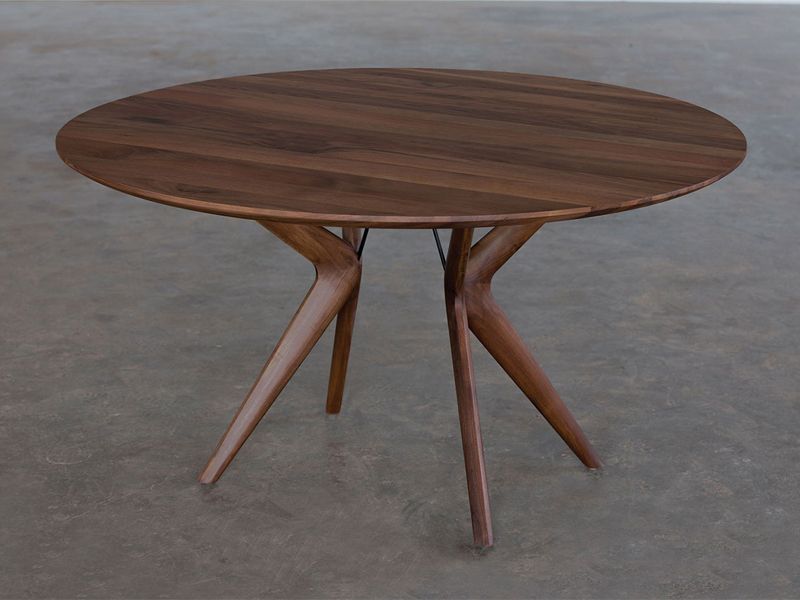 Artisan Lakri rond tafel in noten | Hoogebeen Interieur