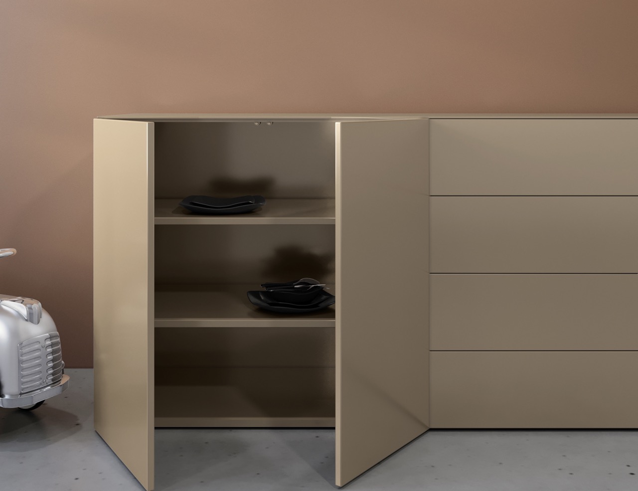 Coesel Cobra Select dressoir met 2 deuren links Coesel Cobra Select dressoir