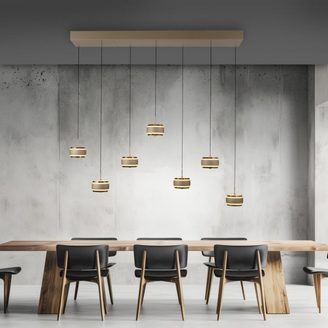 Paul Neuhaus 7- lichts hanglamp falling rings brons