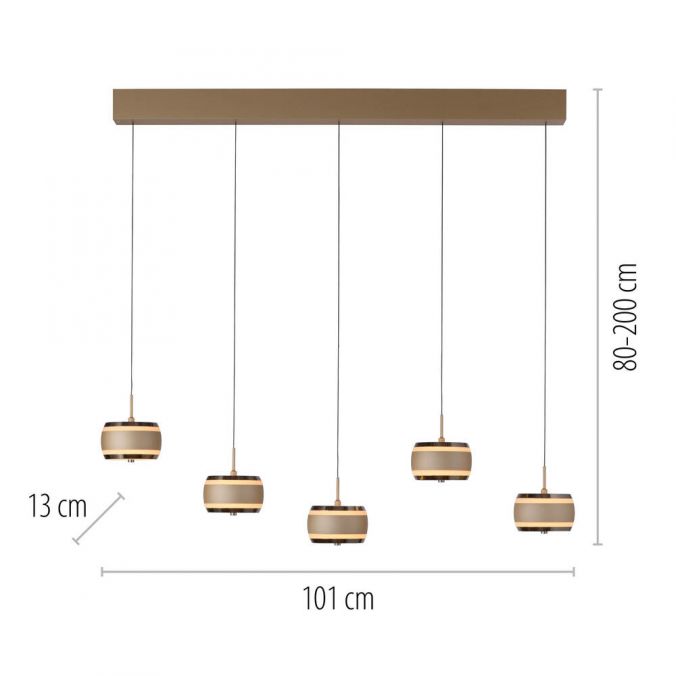 Paul Neuhaus PURE Falling Rings hanglamp afmeting in brons