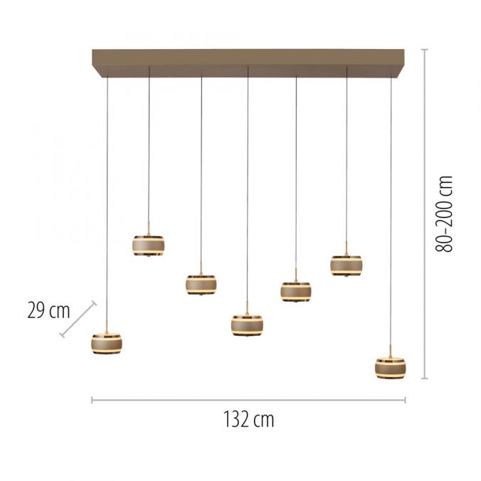 Paul Neuhaus PURE Falling Rings hanglamp brons afmeting