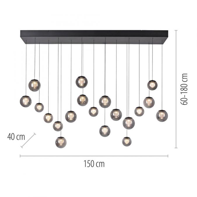 Paul Neuhaus PURE Popup 19 lichts hanglamp Mystic Grey afmeting