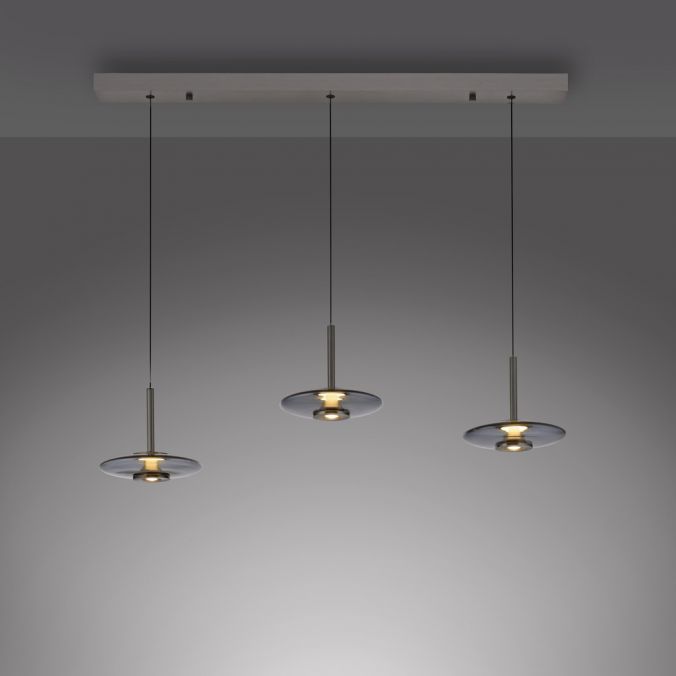 Paul Neuhaus PURE Vitrum 3-lichts rook glas