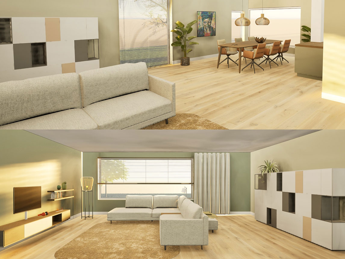 3D schetsen gemaakt door Hoogebeen Interieur in Unlit Studio