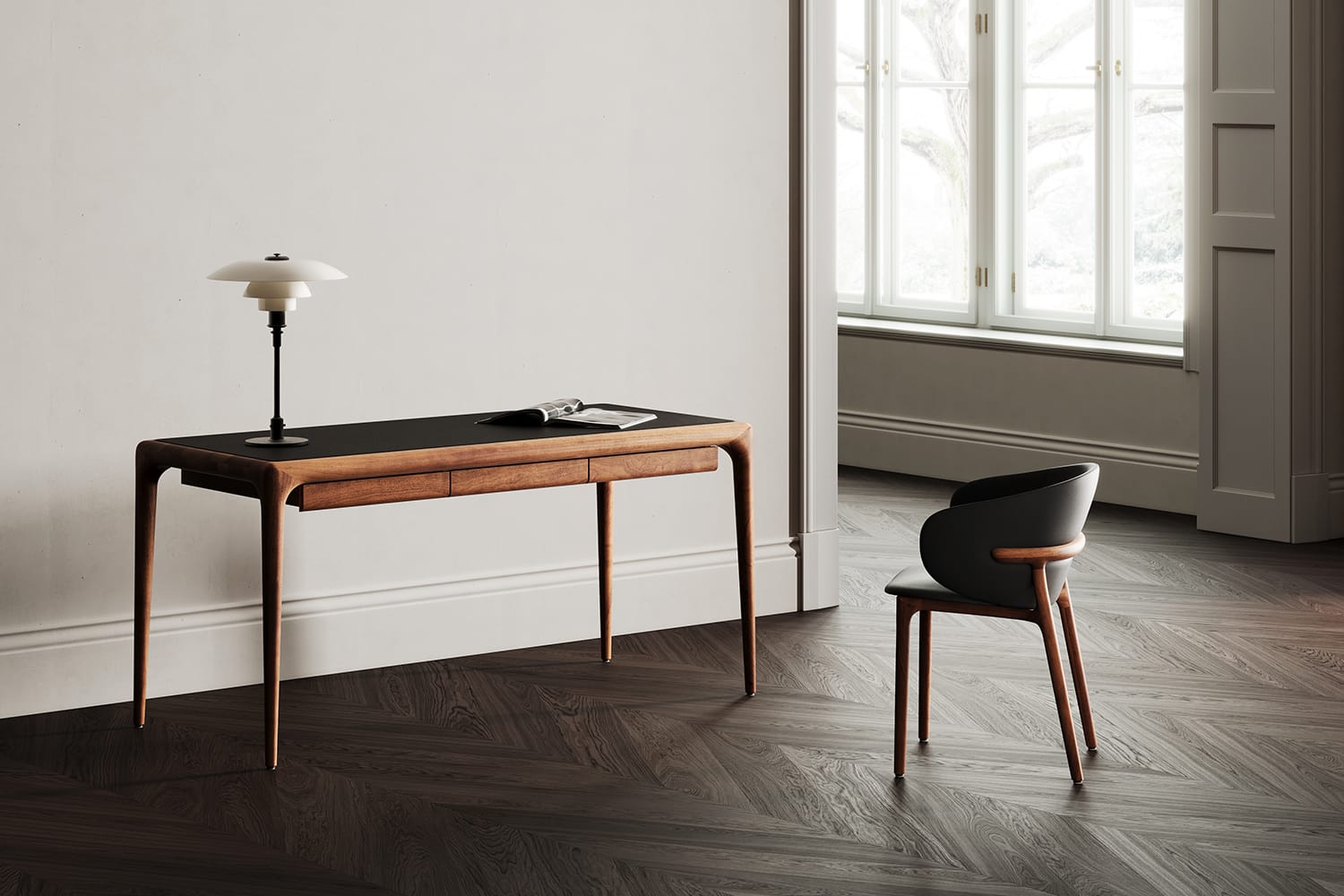 Artisan Latus leather bureau tafel sfeerbeelden