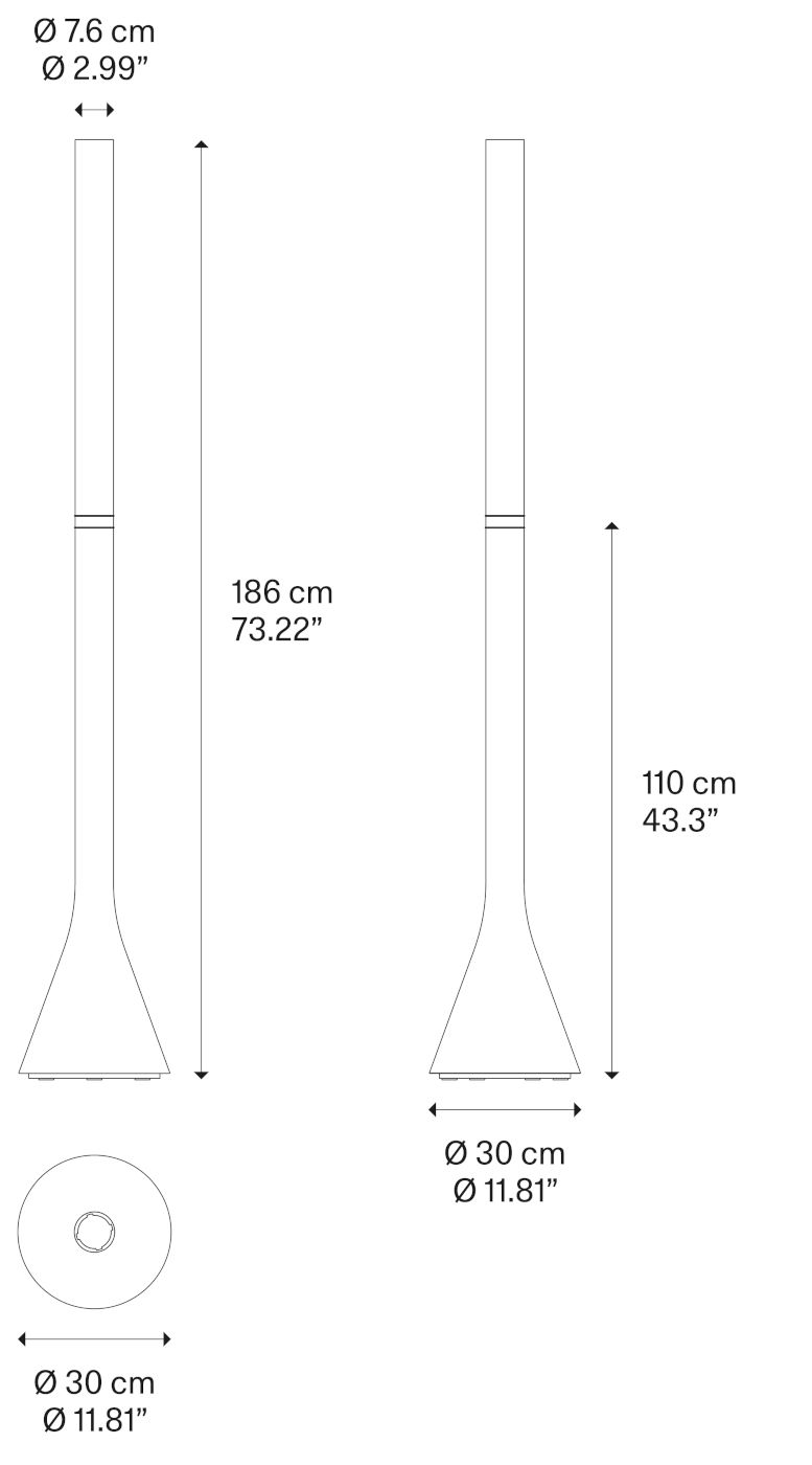Lodes Croma vloerlamp afmeting lamp Lodes Croma vloerlamp afmeting