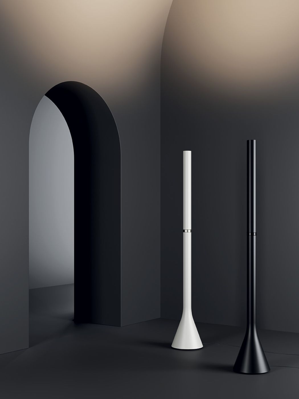 Lodes Croma vloerlamp in de kleur mat zwart en mat wit Lodes Croma vloerlampen