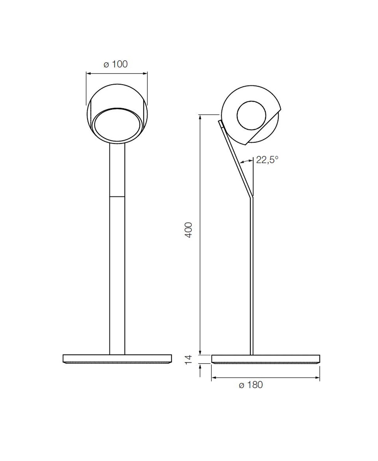 Occhio io Tavolo tafellamp maatvoering designlamp Occhio Occhio IO Tavolo tafellamp afmeting