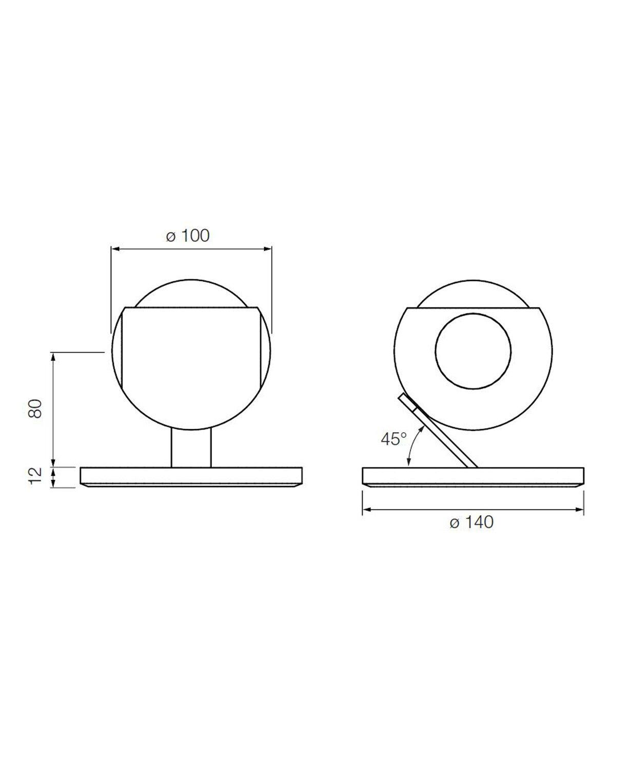 Occhio io basso spot met technische afmetingen en maatvoering Occhio IO basso spot afmeting