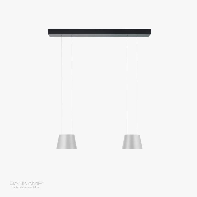 BO hanglamp met twee aluminium pendels Bankamp BO 2-delige hanglamp aluminium mat