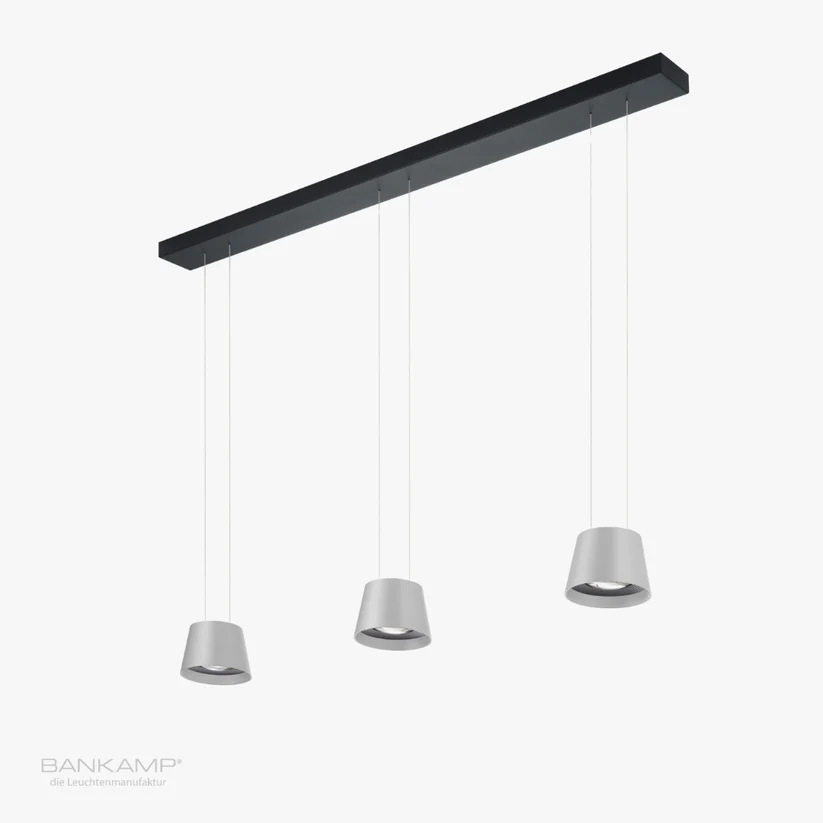 Bankamp BO 3-delige hanglamp aluminium mat perspectief