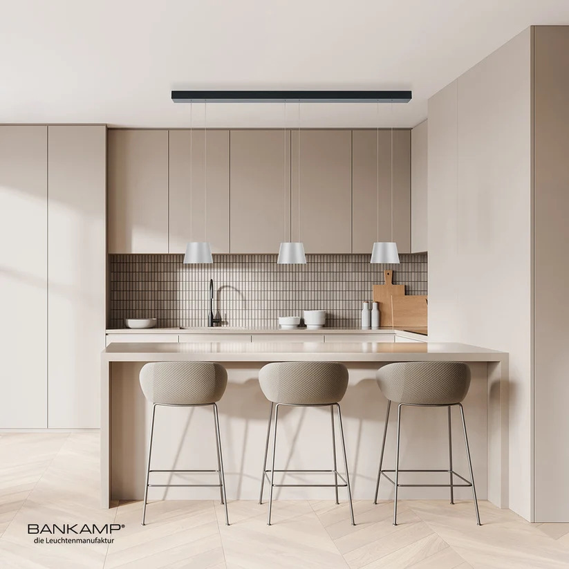 Bankamp BO 3-delige hanglamp aluminium mat sfeer