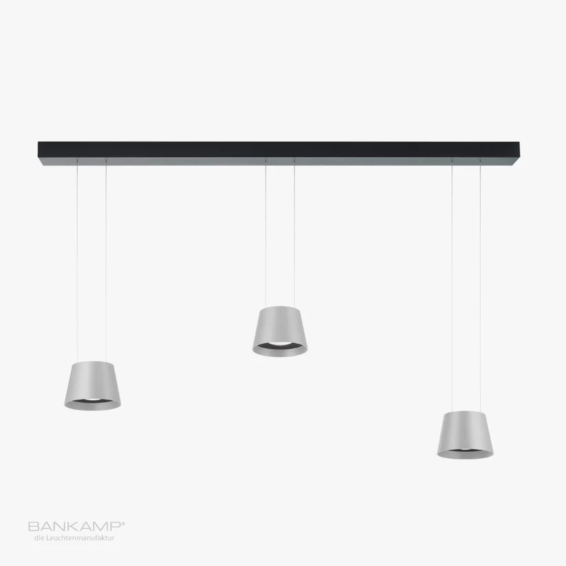 Bankamp BO 3-delige hanglamp aluminum mat vooraanzicht