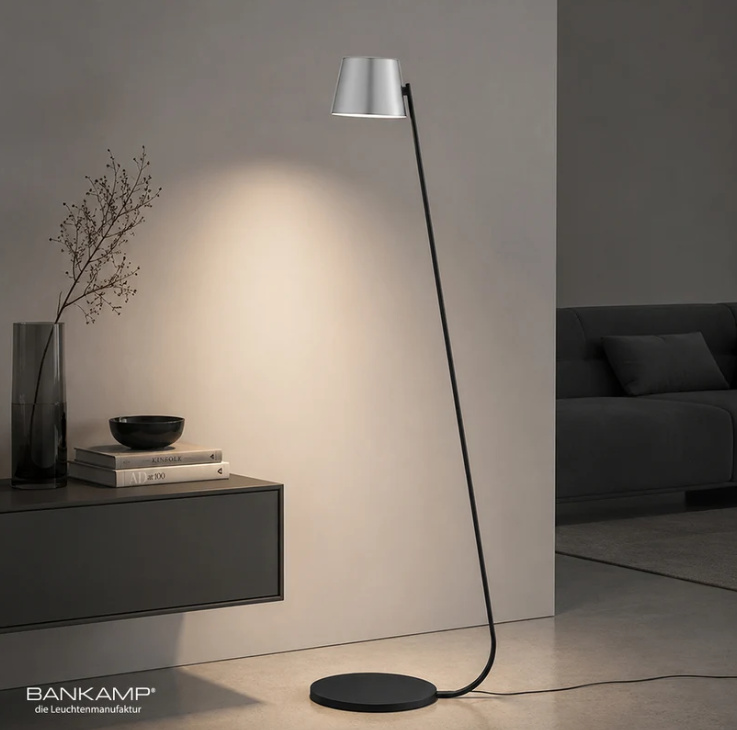 Bankamp Bo vloerlamp aluminium mat