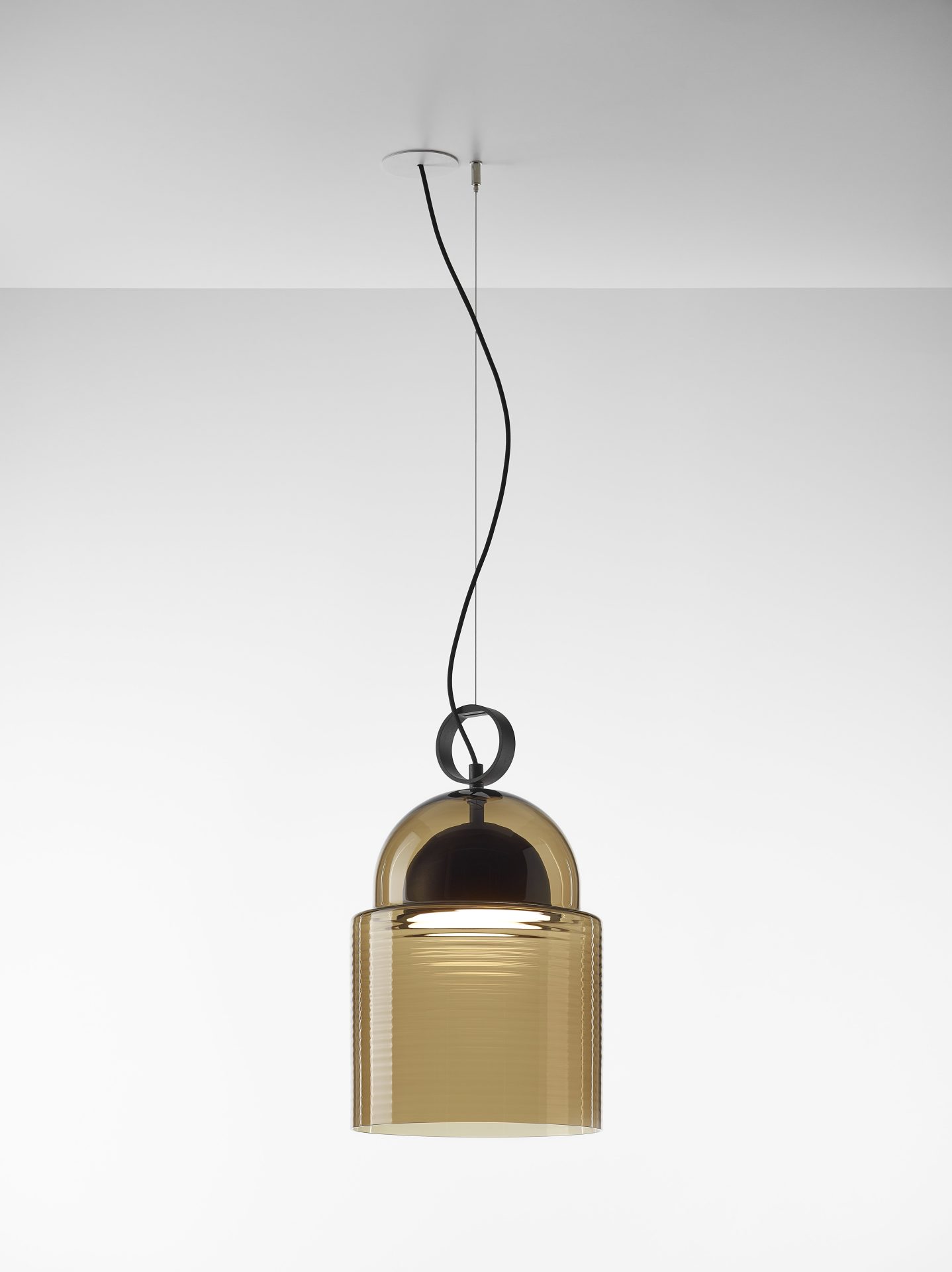Brokis Dome hanglamp Large met rookbruin transparant glas en geborsteld RVS Brokis Dome hanglamp Large