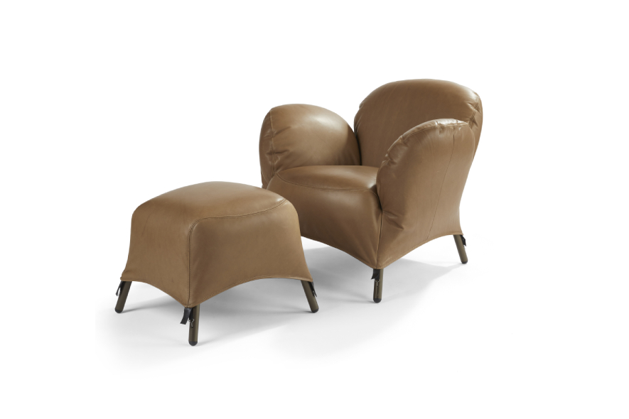 Label Bobo fauteuil met pouffe