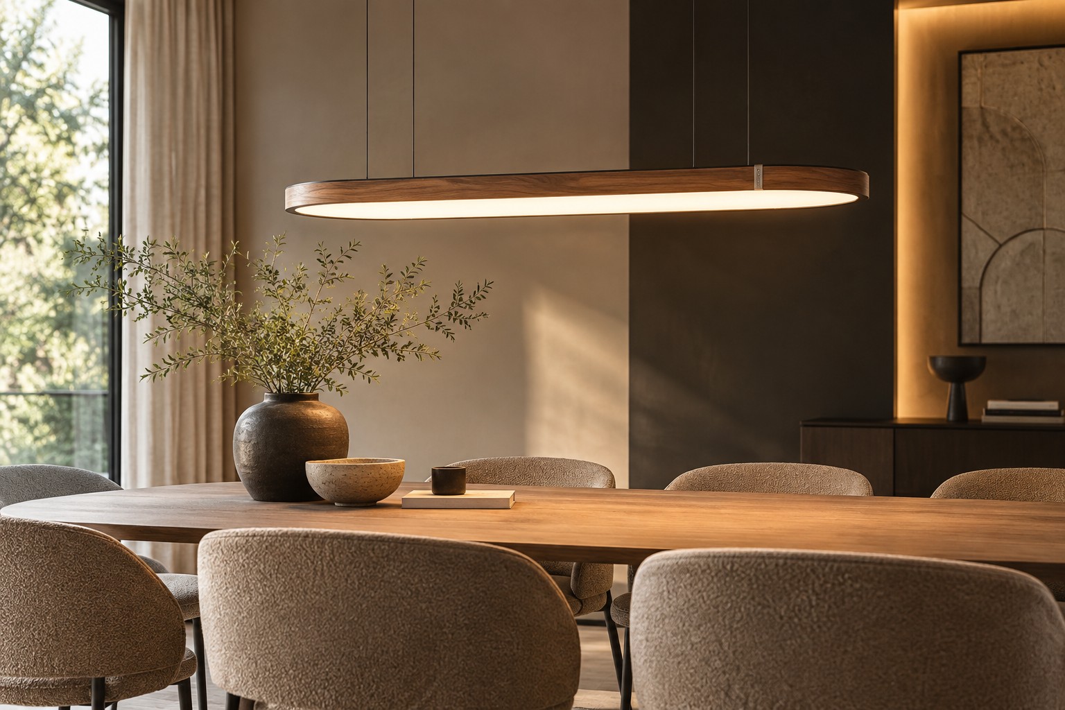 Anvia JAPTH Tray Oval in luxe eethoek Anvia JAPTH Tray Oval hanglamp boven eettafel