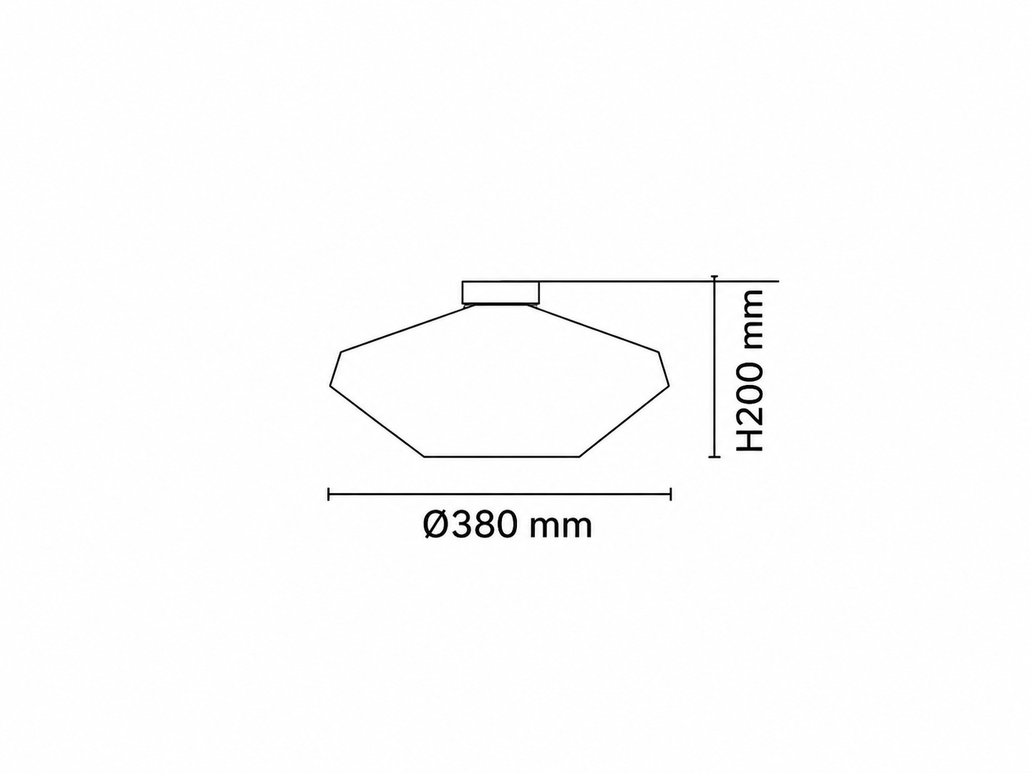 Technische tekening Penta Mom Low Glossy Ceiling plafonnière met diameter 38 cm en hoogte 20 cm