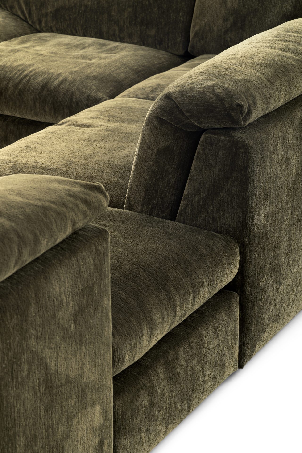 Pode Ono U Lounge bank groene stof detail